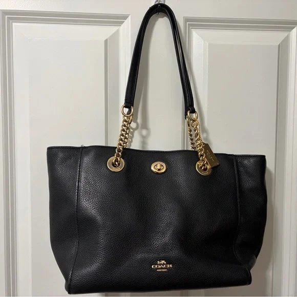 Coach Black Leather Hand Bag - Picture 1 of 5